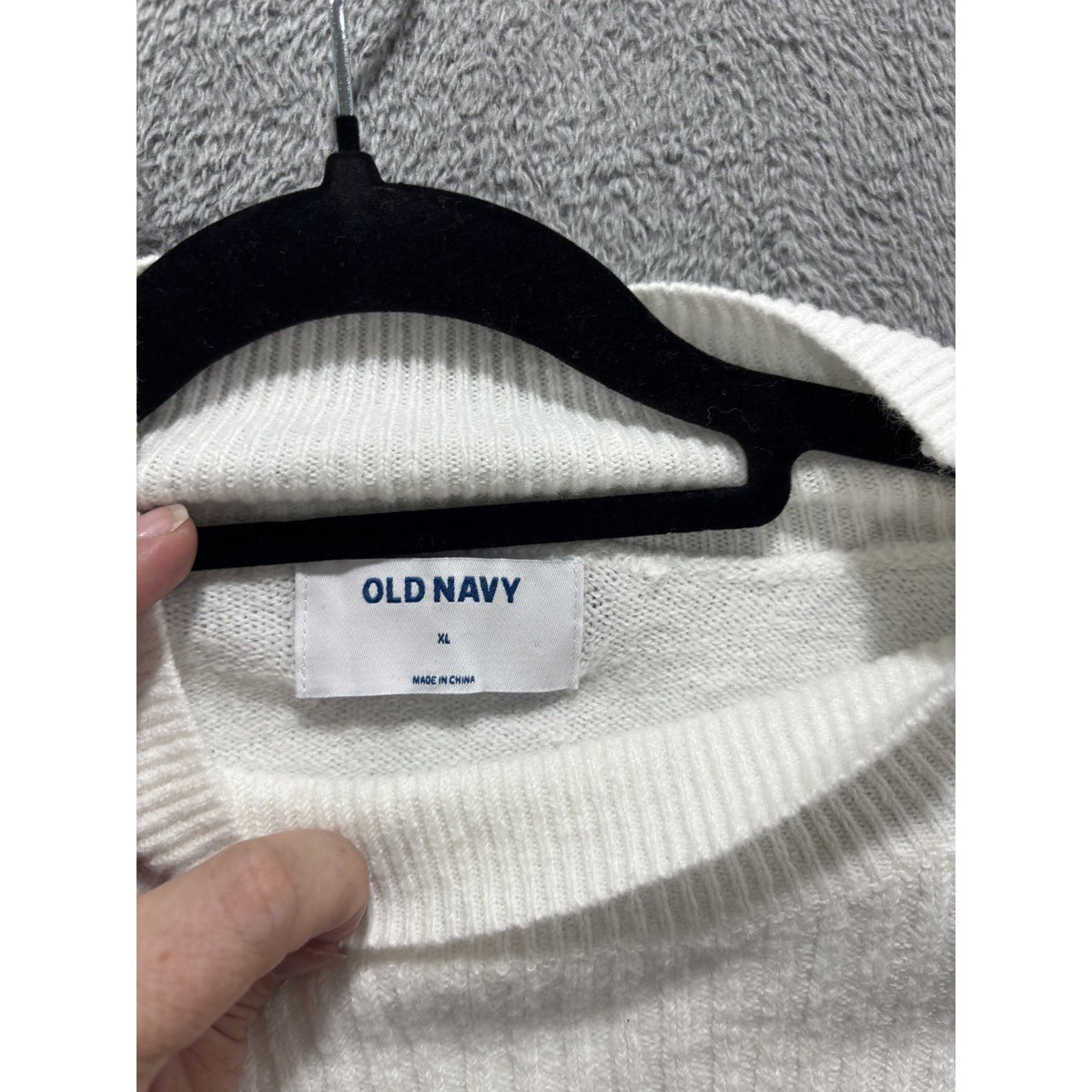 Old Navy Womens XL Ivory Cream Mock Neck Sweater Pointelle Casual Cozy