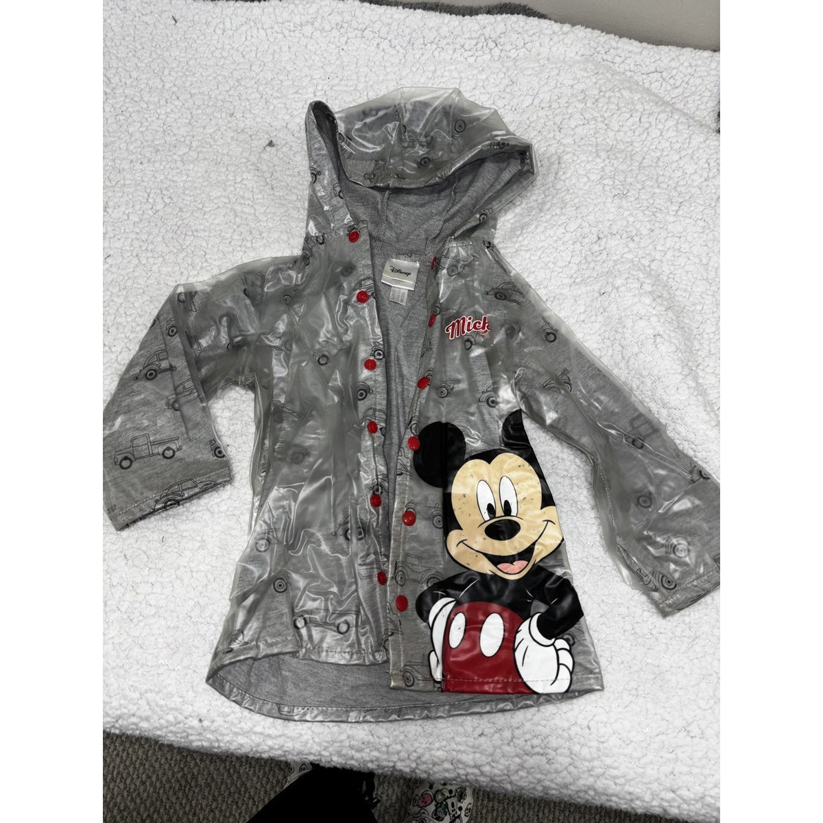 Disney Mickey Mouse Toddler 3T Clear Rain Coat and Size 7 Rain Boots Set