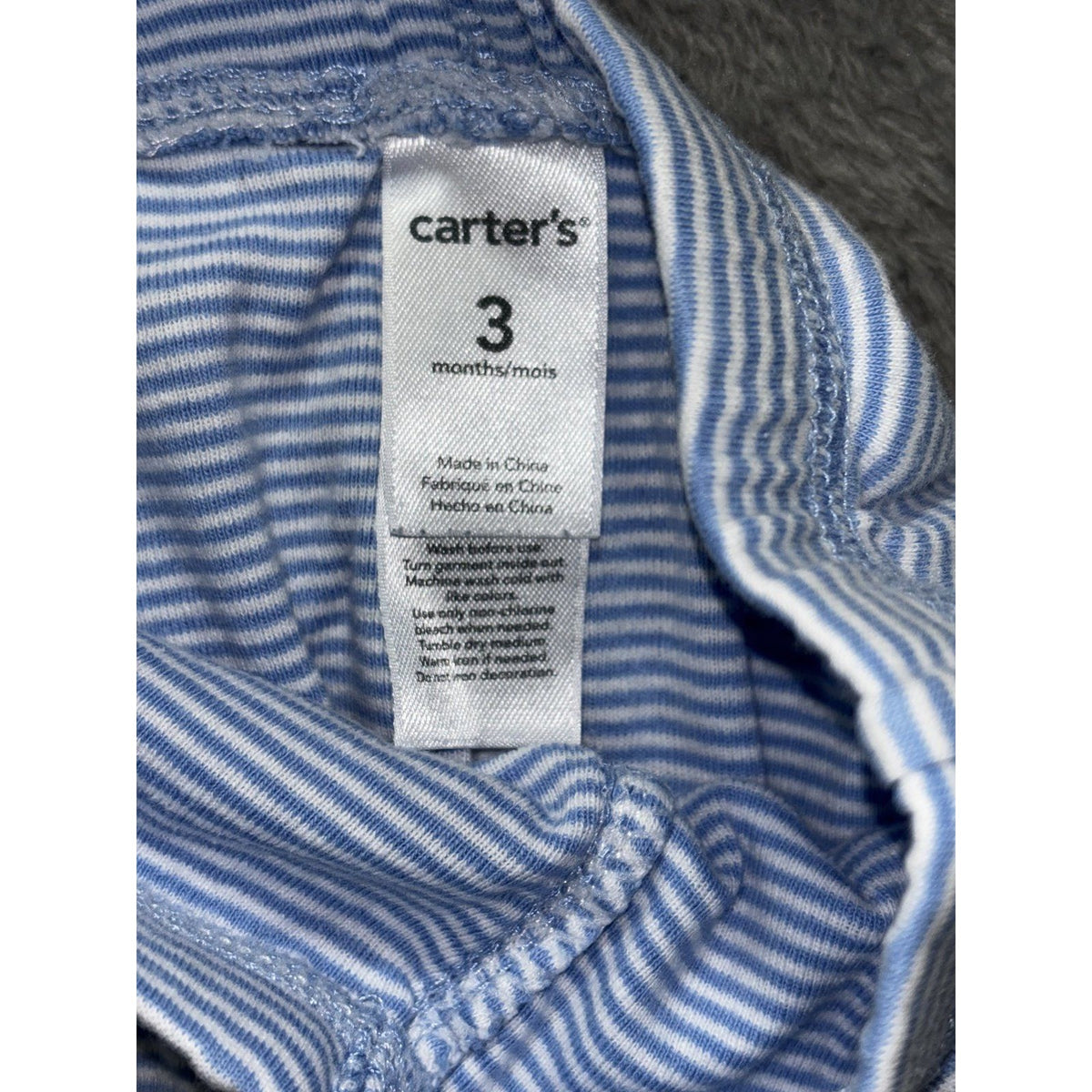 Carter's Baby Boy 3M 6 Piece Bundle Hoodie Sleeper Bodysuits Pants Blue Gray