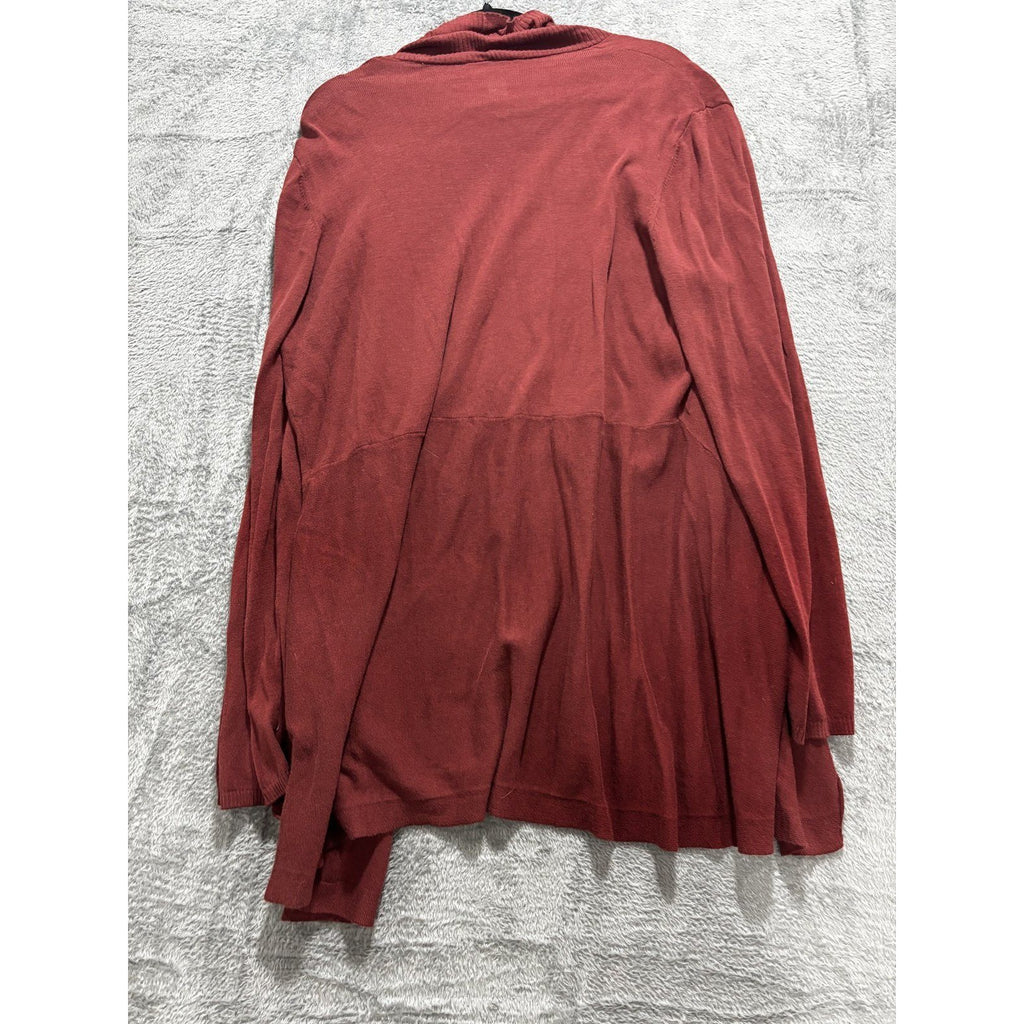 LOFT Outlet Womens XL Burgundy Open Front Waterfall Cardigan Sweater Casual