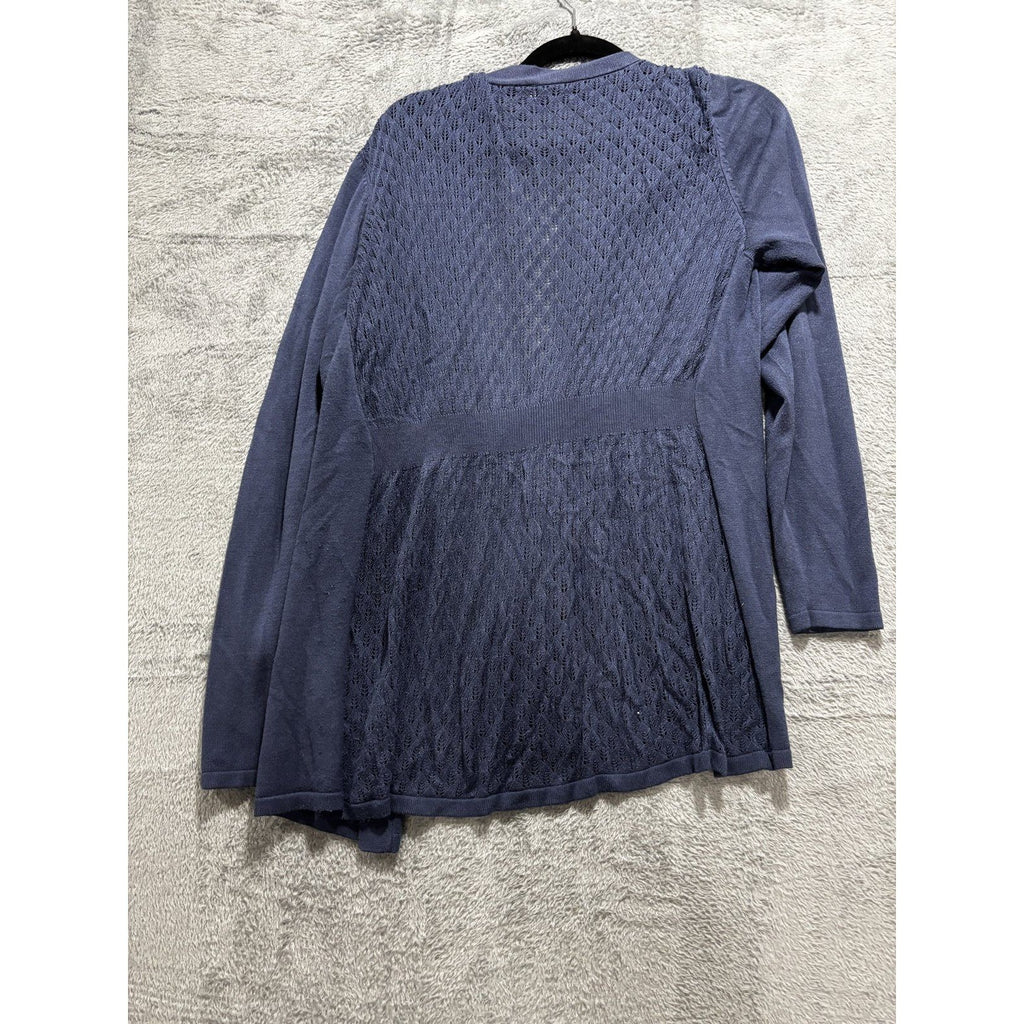 maurices Womens XL Navy Blue Open Front Cardigan Pointelle Back Casual Preppy