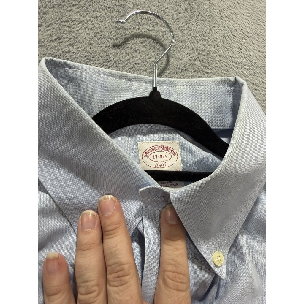 Brooks Brothers Mens 17-4/5 Light Blue Non-Iron Button Down Dress Shirt Preppy