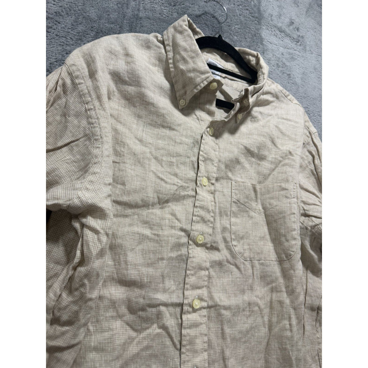 Brooks Brothers Mens XL Beige Irish Linen Button Down Shirt Slim Fit