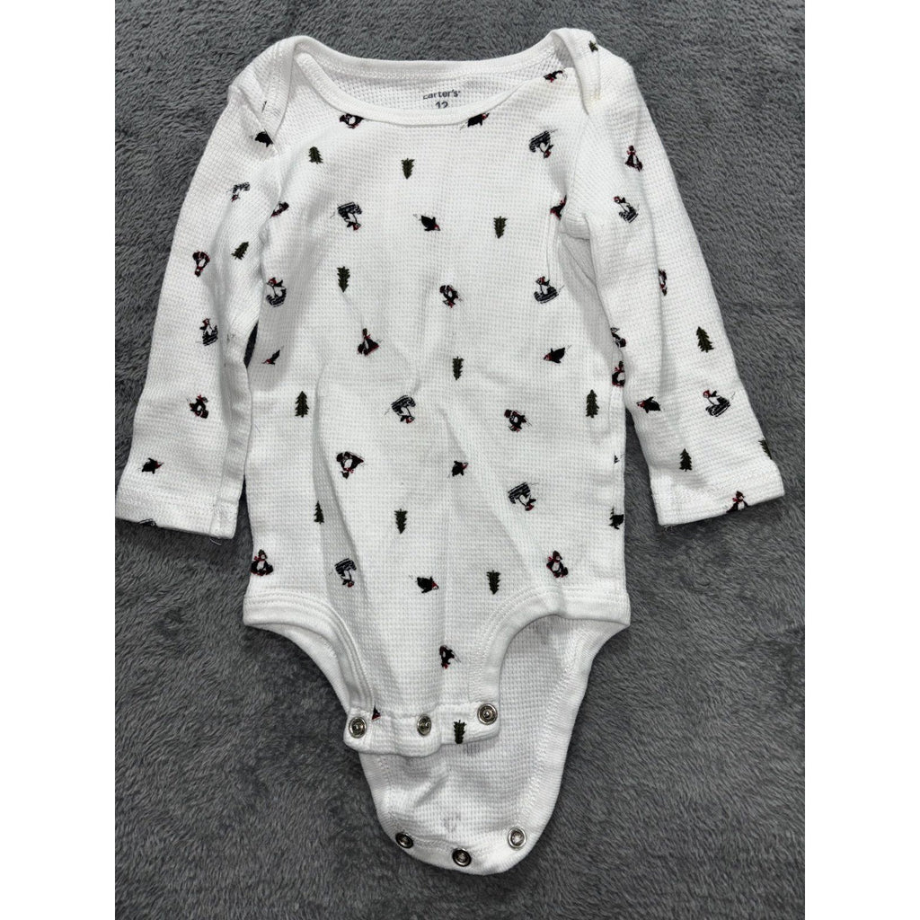 Carter's Baby Boy 12M 8 Piece Bundle Penguin Bodysuits Hoodie Pants Red Gray