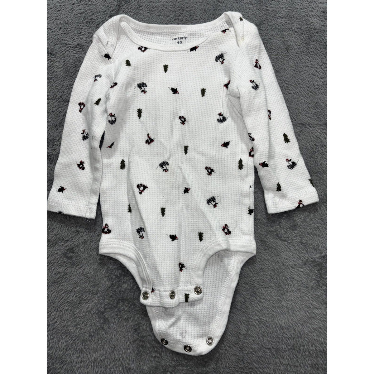 Carter's Baby Boy 12M 8 Piece Bundle Penguin Bodysuits Hoodie Pants Red Gray