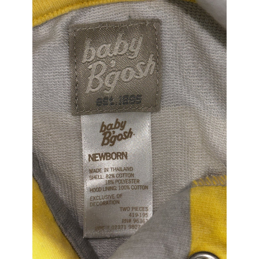 baby B'gosh Baby NB 5 Piece Bundle Hoodie Pants Bodysuits Yellow Gray