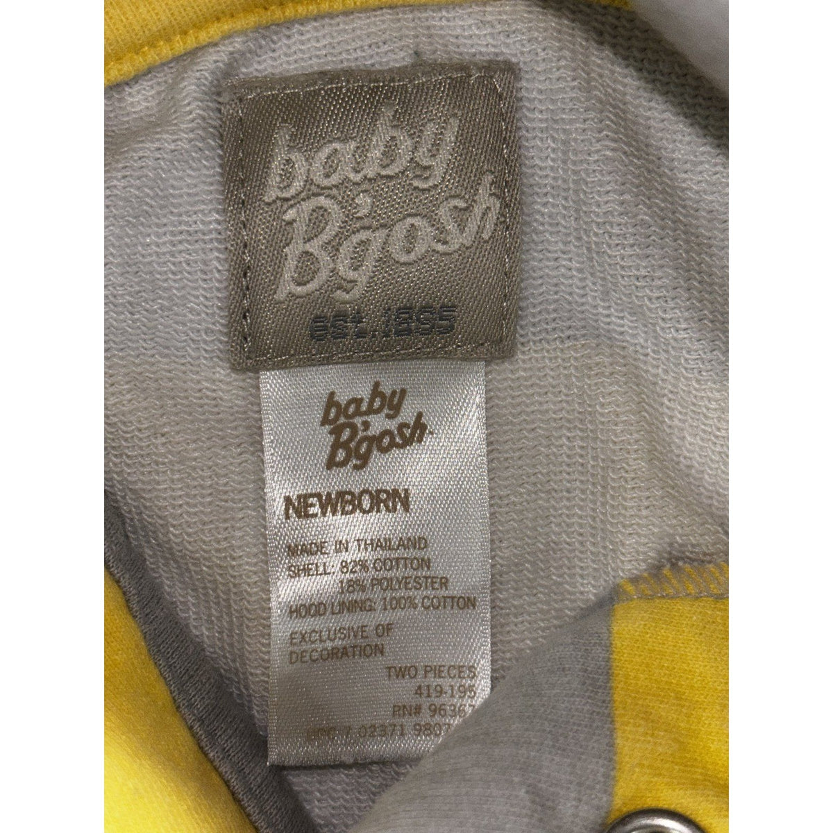 baby B'gosh Baby NB 5 Piece Bundle Hoodie Pants Bodysuits Yellow Gray