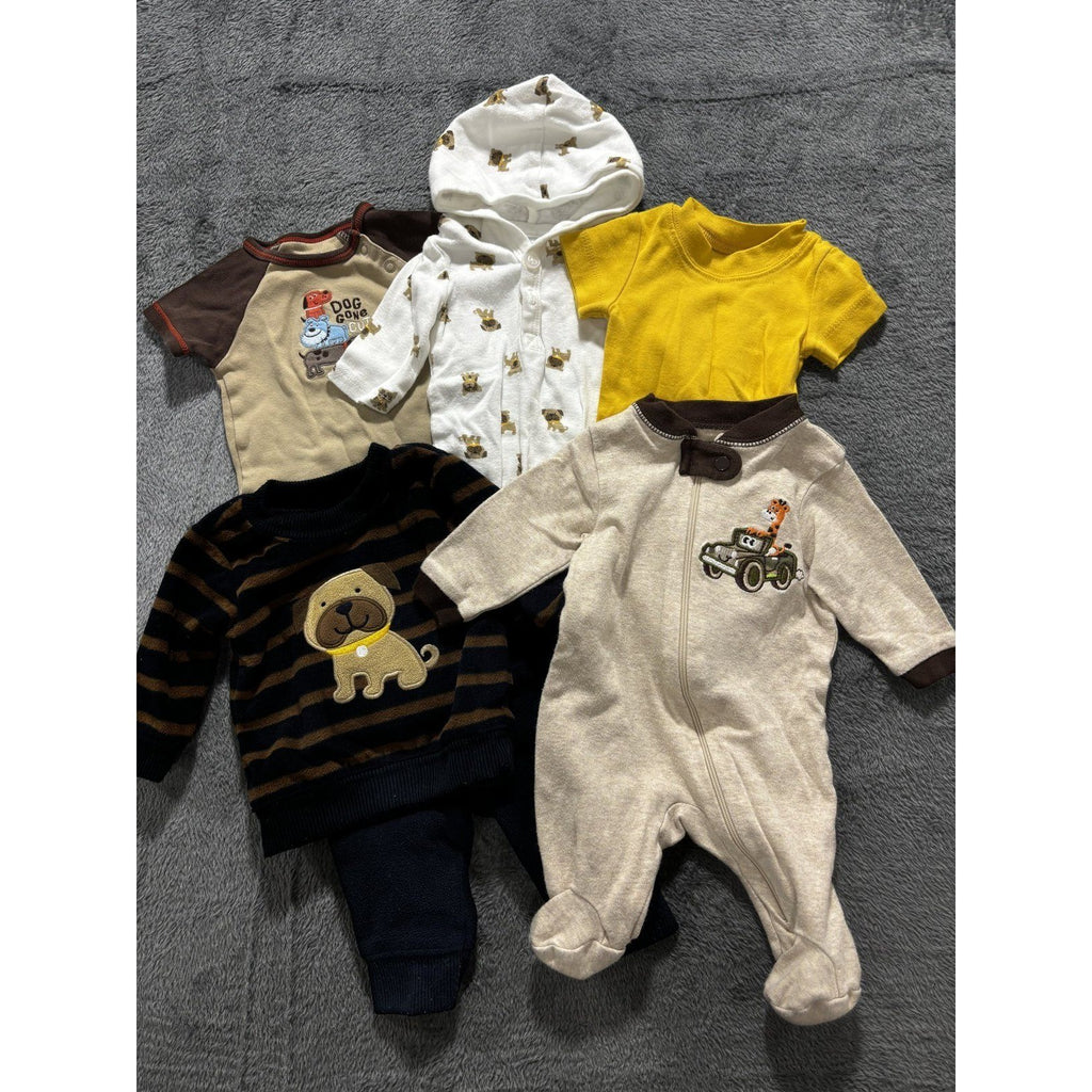 Carter's Baby Boy NB 6 Piece Bundle Sweatshirt Pants Bodysuits Sleeper Navy