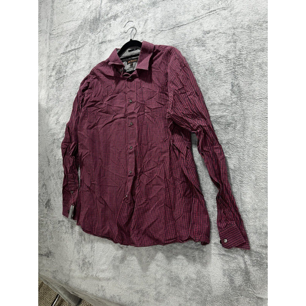 Ben Sherman Men's Burgundy Check Shirt 17.5 34/35, photo 2 of 10