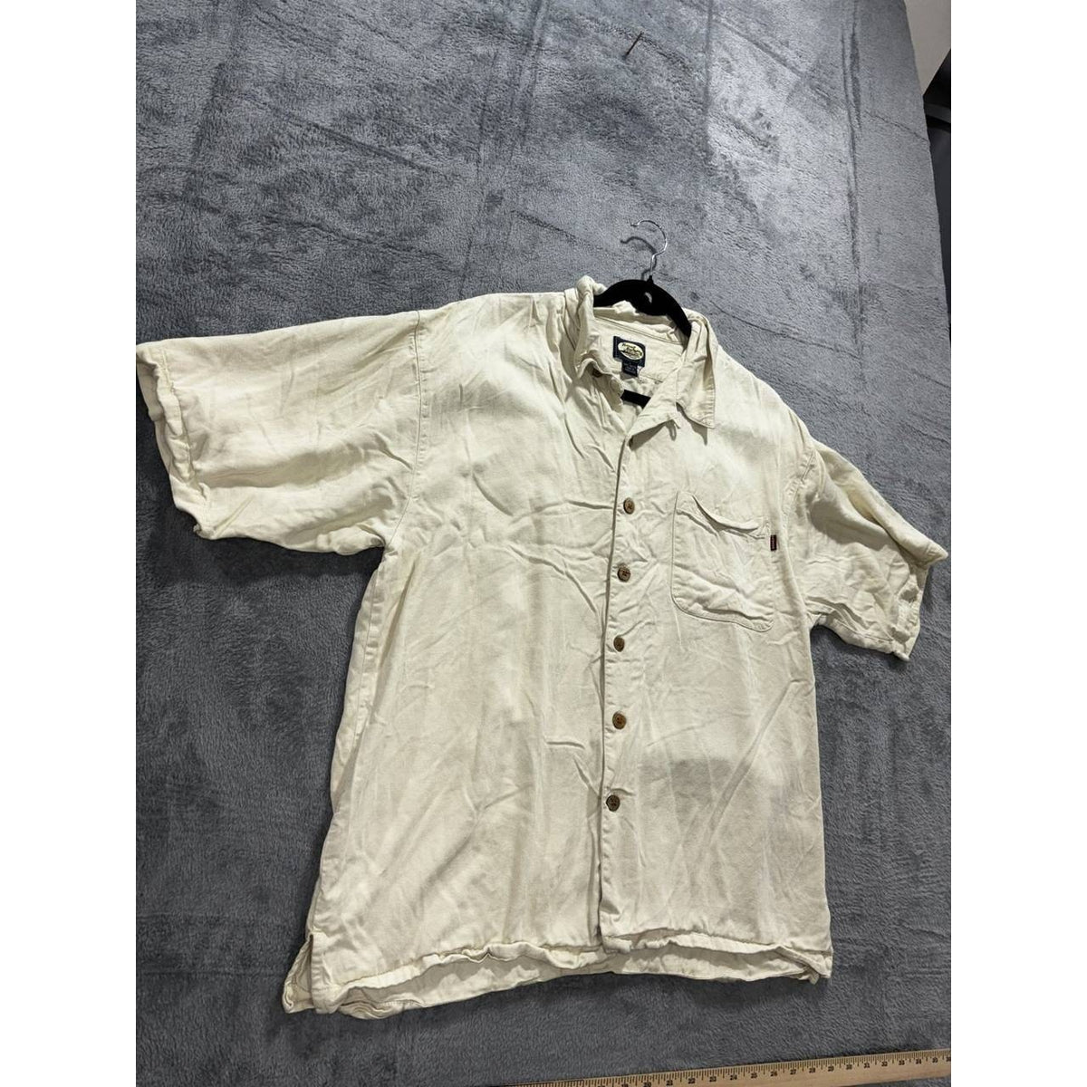 Tommy Bahama Men's Cream Palm Tree Camp Shirt Size L, photo 3 of 10