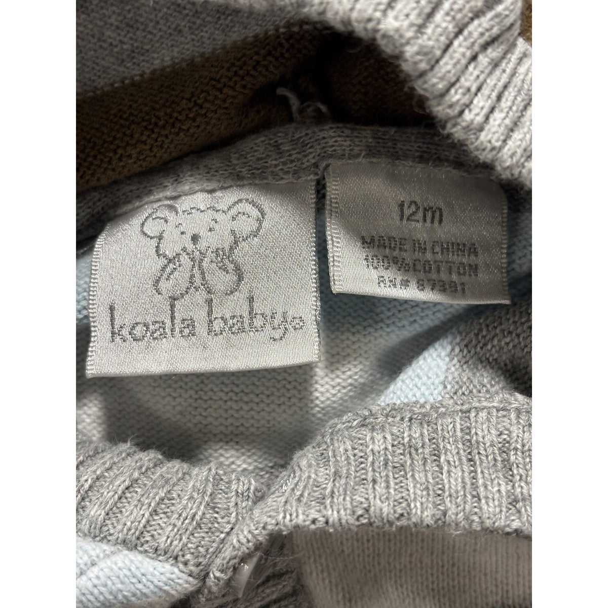 Carter's Baby Boy 12M 5 Piece Bundle Moose Bodysuit Pants Cardigan Gray Tan