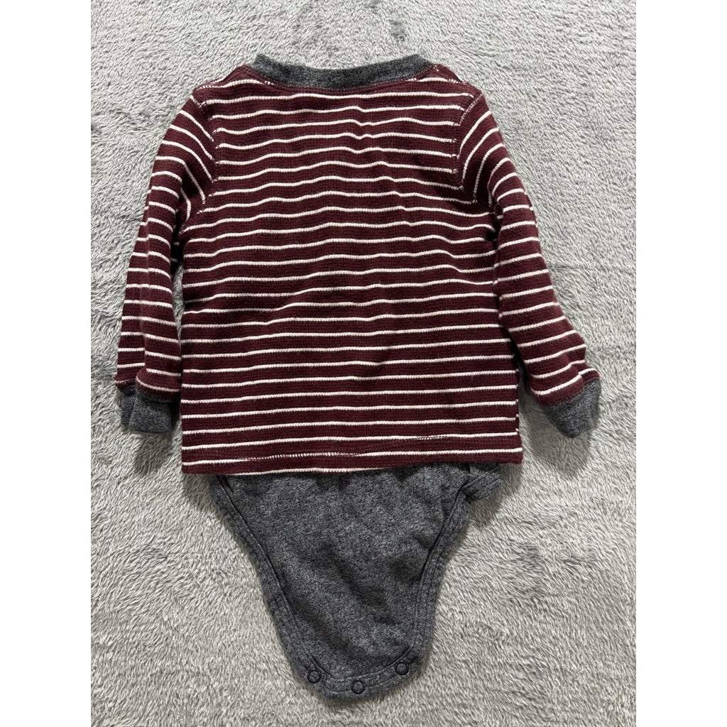 Baby B'gosh Baby Boy 12M 4 Piece Bundle Henley Joggers Hoodie Maroon Gray