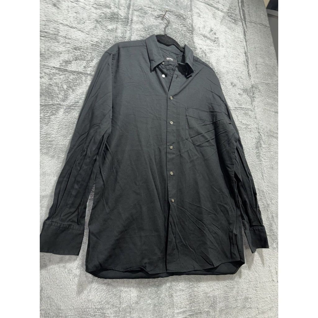 Hugo Boss Mens 15 1/2 34/35 Black Long Sleeve Button Up Dress Shirt