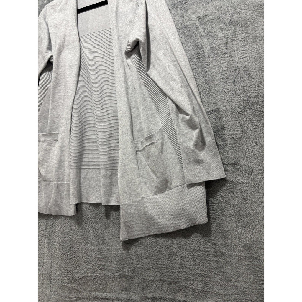 Time and Tru Womens L 12-14 Heather Gray Open Front Cardigan Pockets Casual