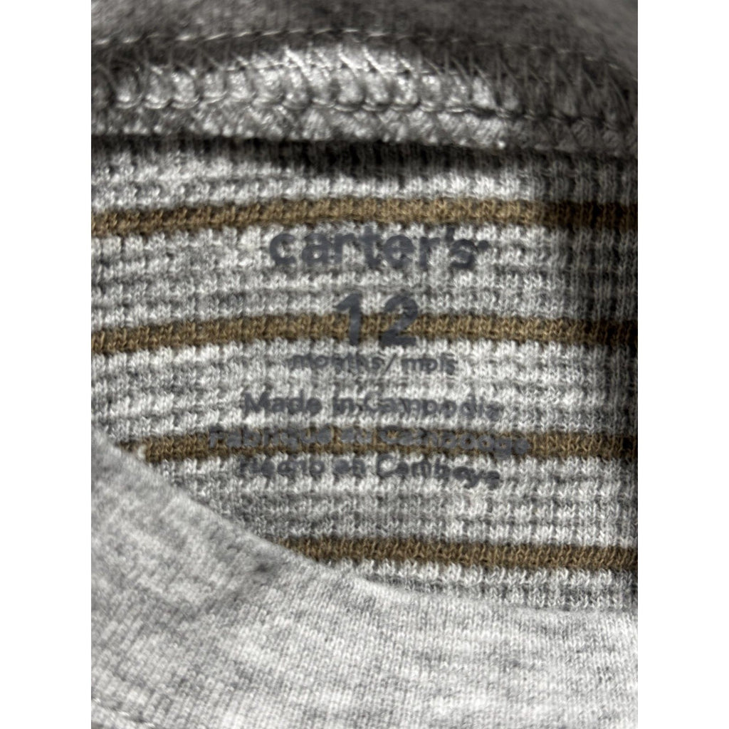 Carter's Baby Boy 12M 5 Piece Bundle Moose Bodysuit Pants Cardigan Gray Tan