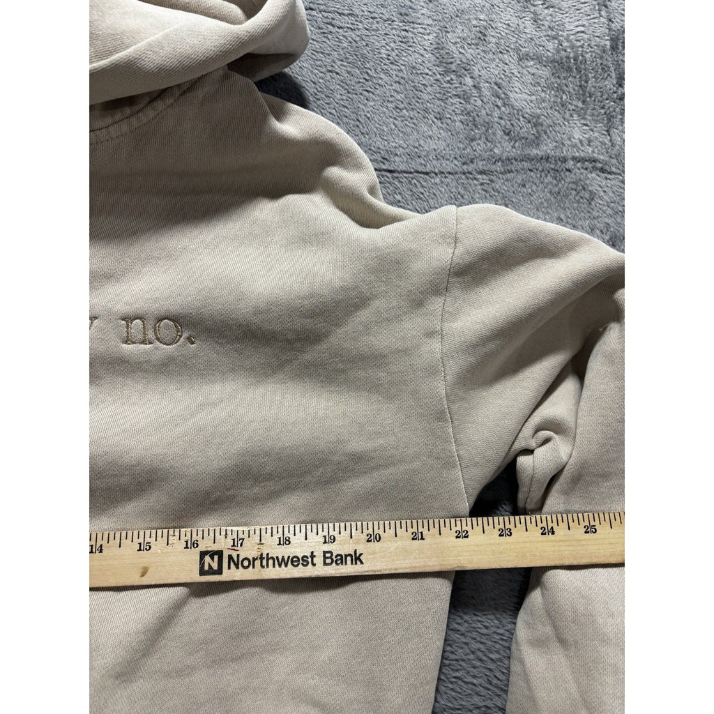 Lane Seven Womens L Stone Beige Embroidered Pullover Hoodie Sweatshirt Casual