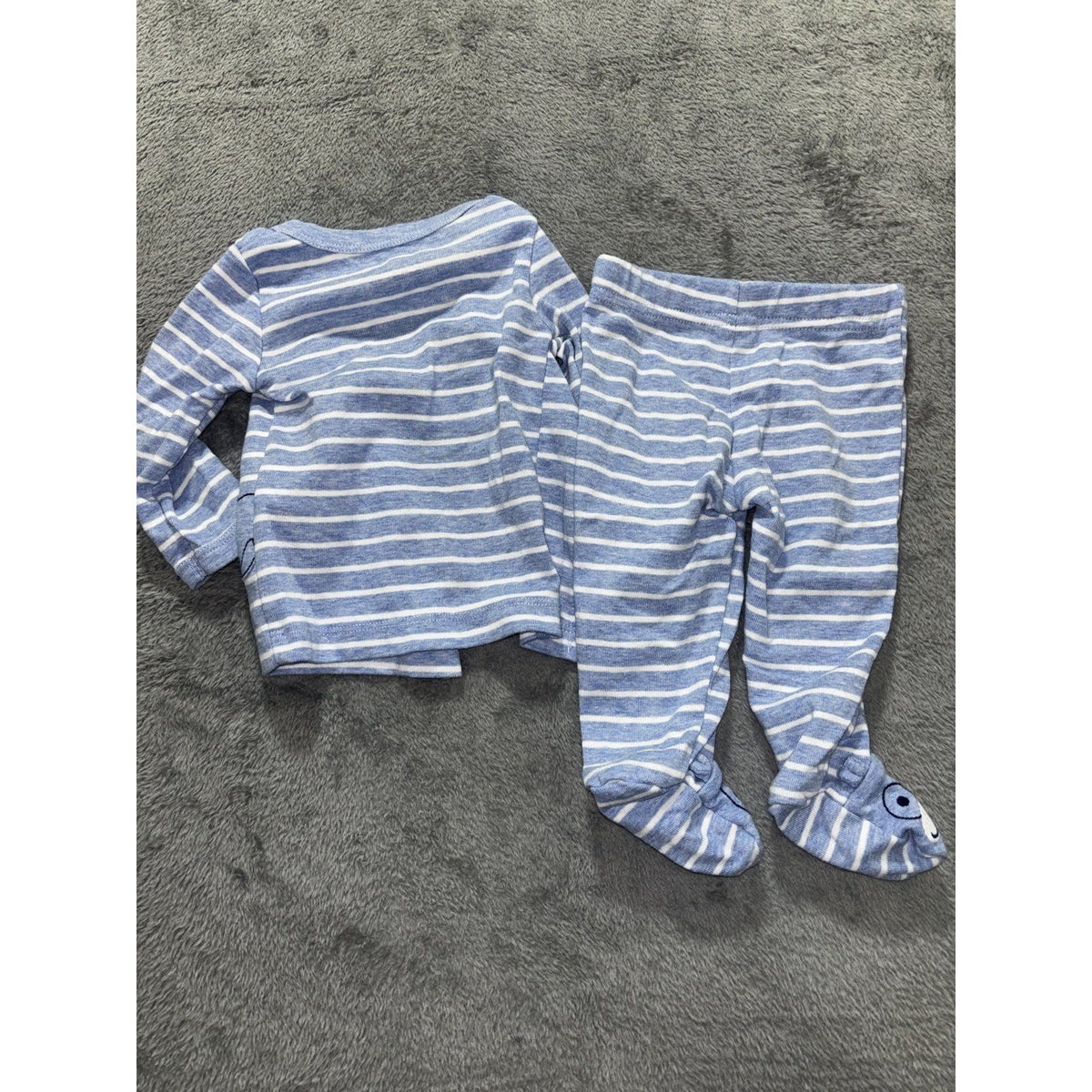 Child of Mine Carter's Baby Boy 0-3M 5 Piece Bundle Top Pants Bodysuits Blue