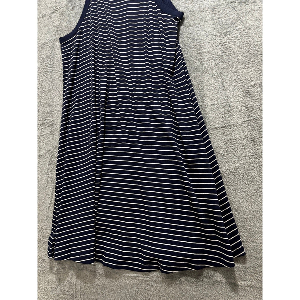Old Navy M Womens Navy Blue White Striped Halter Dress Athleisure Preppy Mini
