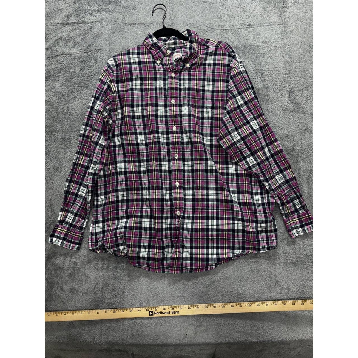 Brooks Brothers Men's Pink Navy Plaid Shirt Size L