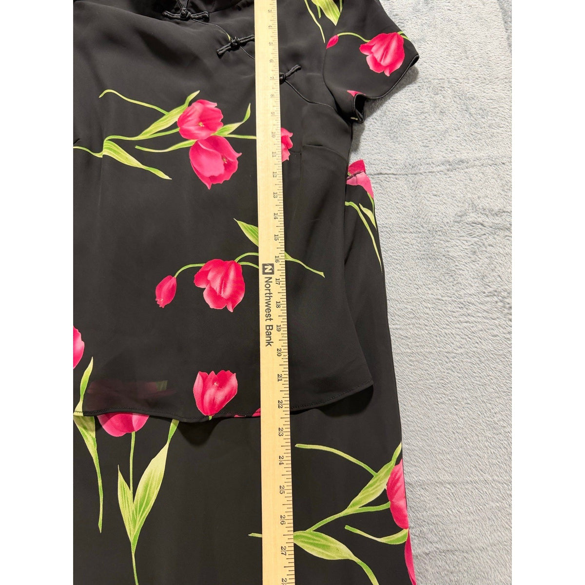 Studio I Womens 6 Black Floral Tulip Top Midi Skirt Set Vintage Boho 2pc
