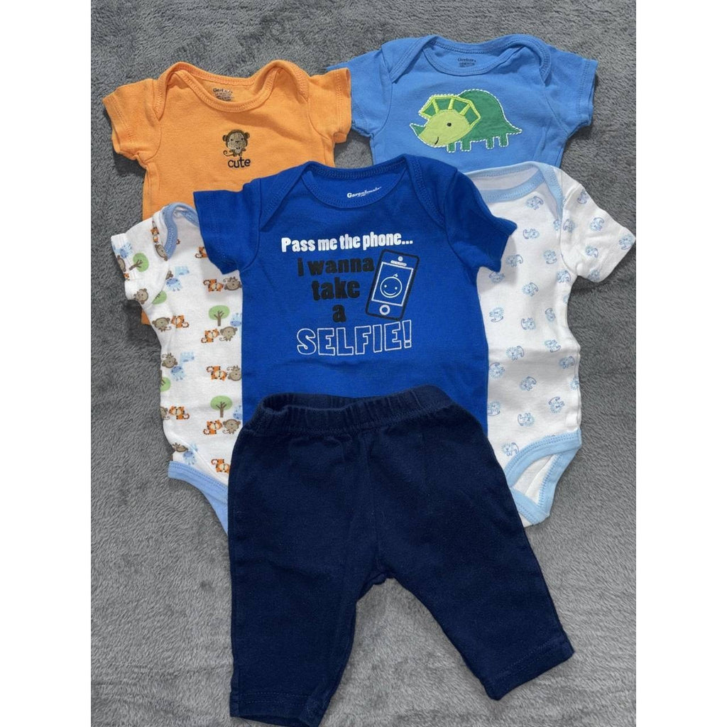 Baby Boy Blue Orange Clothes Lot 6 Pieces 3-6M