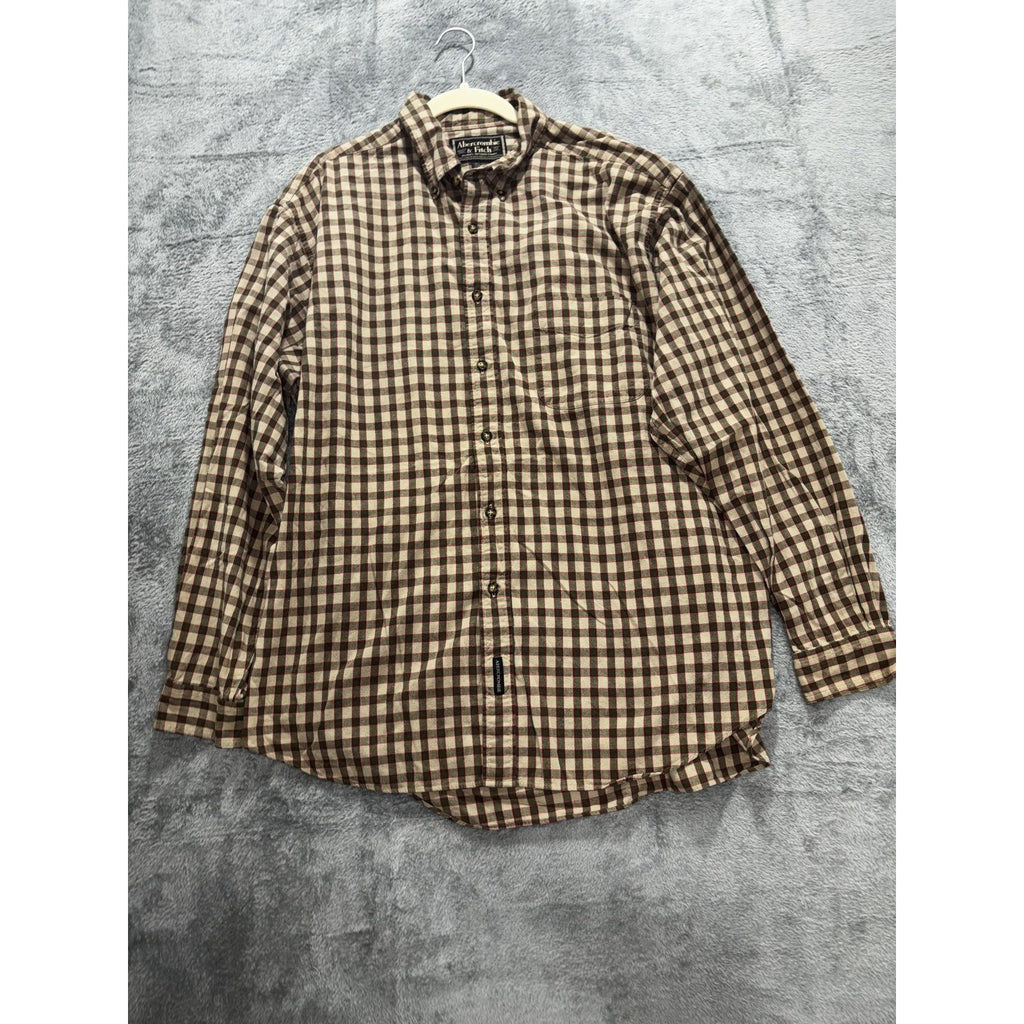 Abercrombie & Fitch Men's Brown Check Shirt Size XL