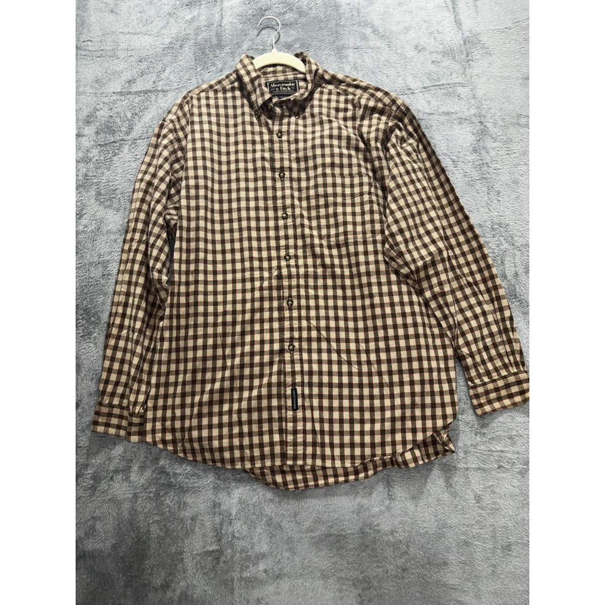 Abercrombie & Fitch Men's Brown Check Shirt Size XL