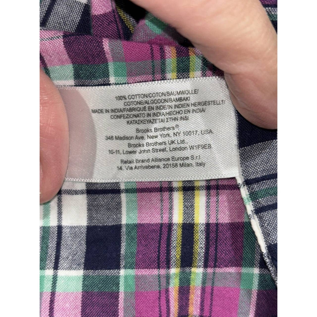Brooks Brothers Men's Pink Navy Plaid Shirt Size L, photo 9 of 9