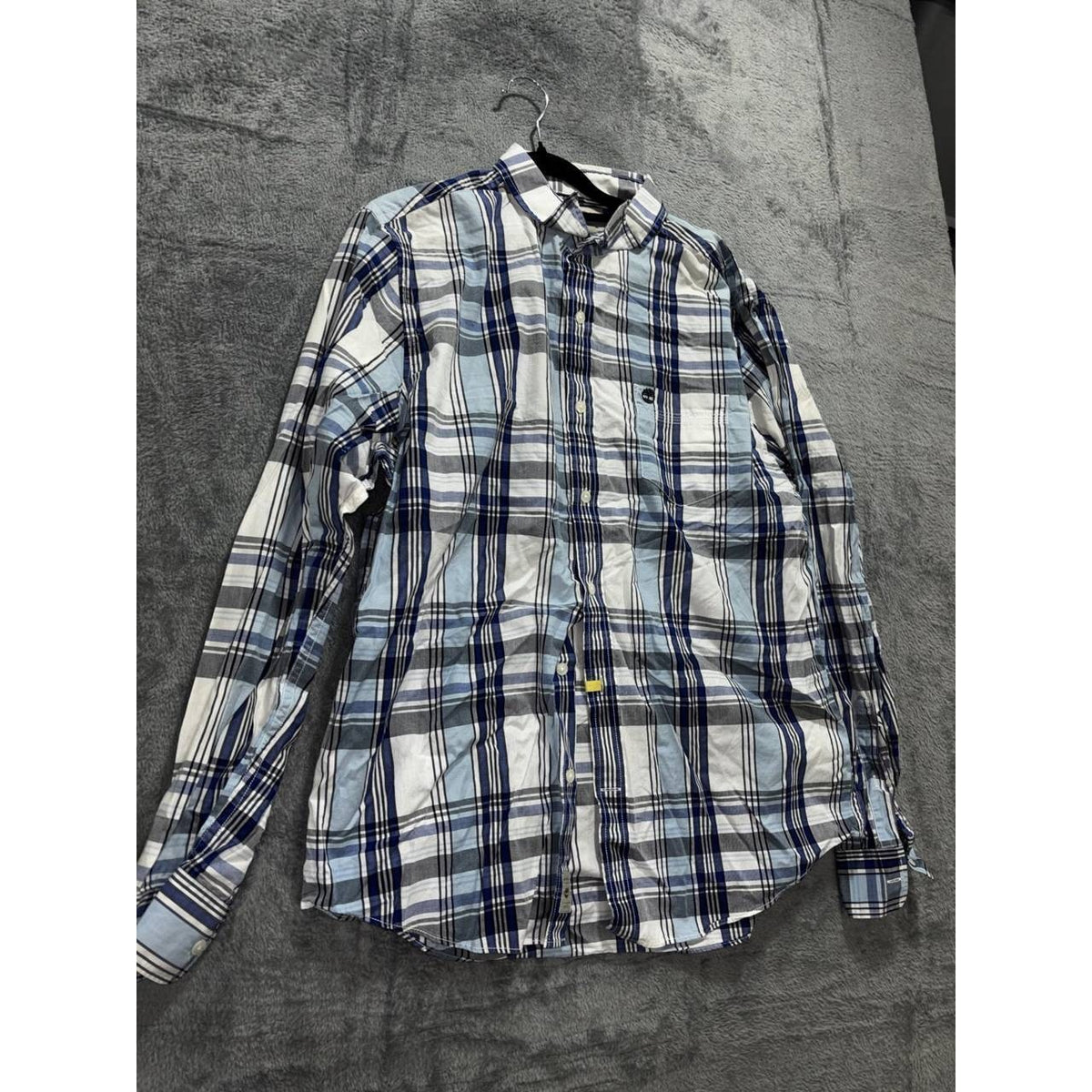 Timberland Men's Blue White Plaid Shirt Size L, photo 3 of 9