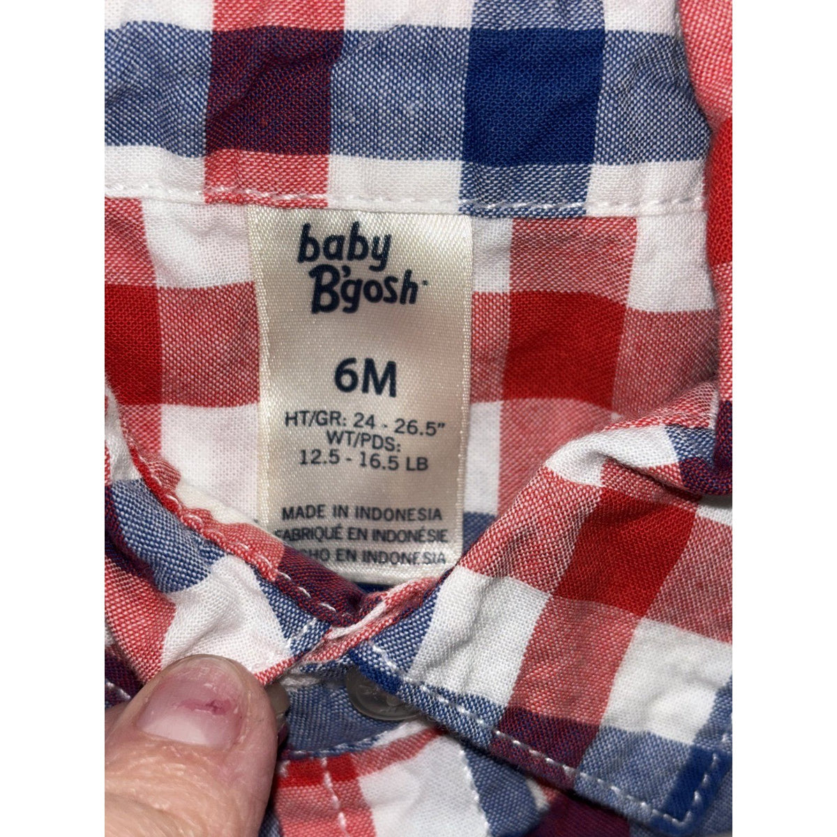 Carter's Baby B'gosh Baby Boy 6M 5 Piece Bundle Rompers Shirts Plaid Gingham