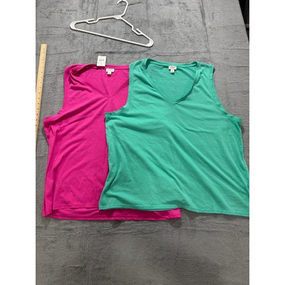 J.Crew Women's Pink Green V-Neck Tank Top Lot 2 2X, photo 14 of 14