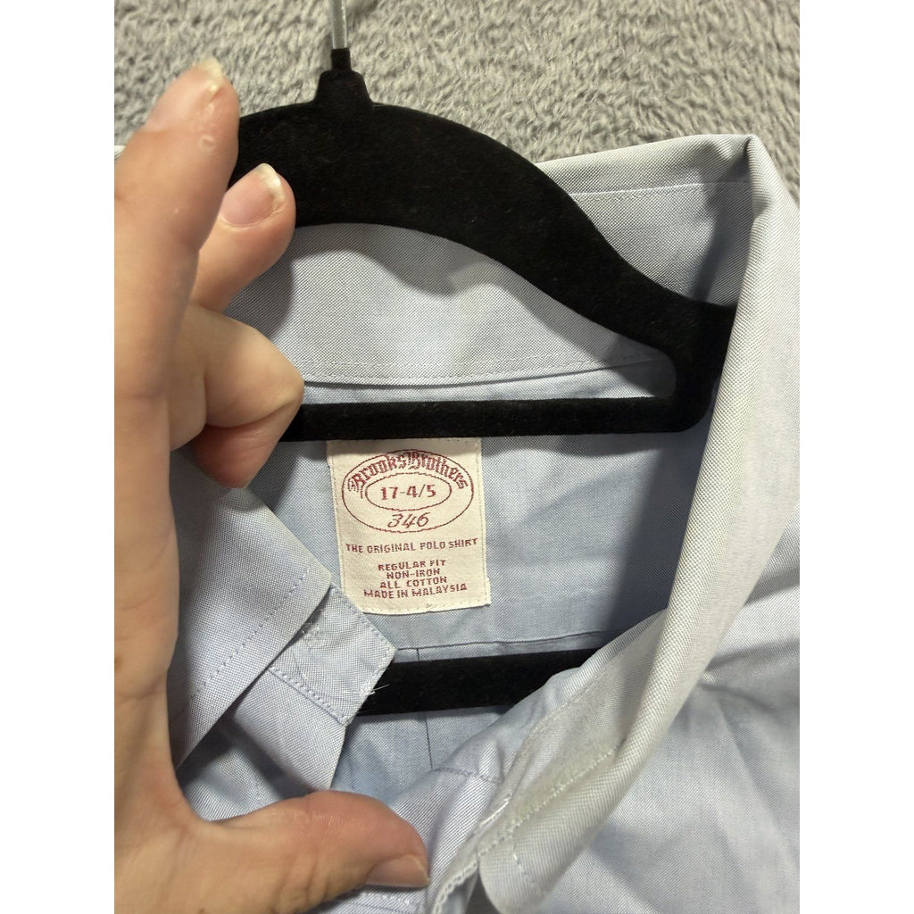 Brooks Brothers Mens 17-4/5 Light Blue Non-Iron Button Down Dress Shirt Preppy