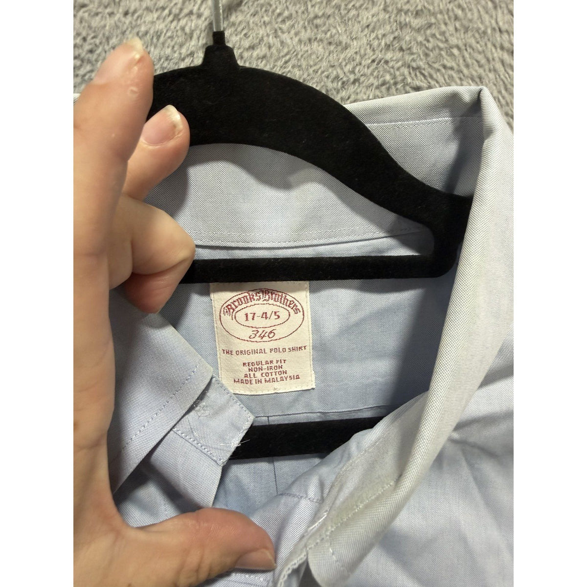 Brooks Brothers Mens 17-4/5 Light Blue Non-Iron Button Down Dress Shirt Preppy