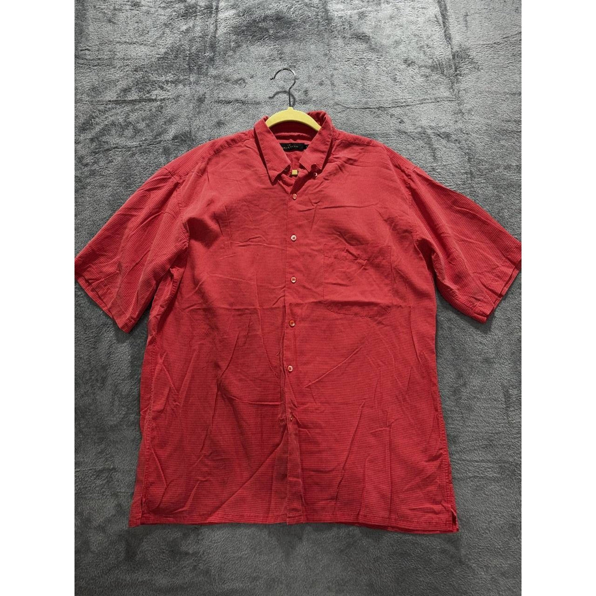 Bugatchi Men's Red Check Short Sleeve Shirt Size L