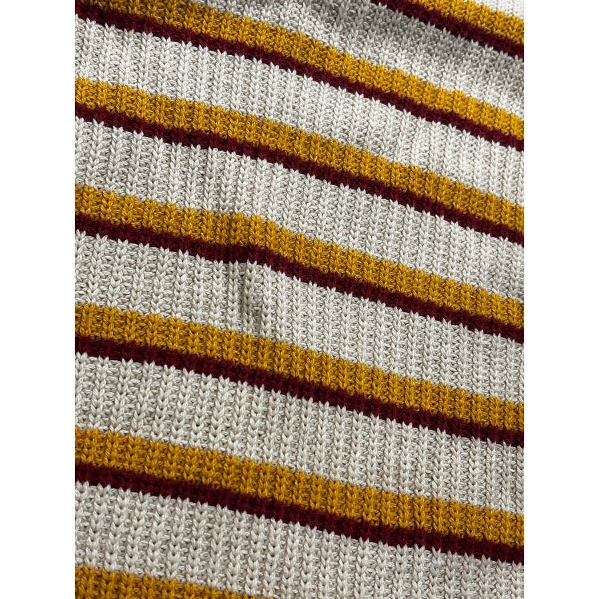 Alya Womens S Cream Mustard Burgundy Striped Ribbed Pullover Sweater