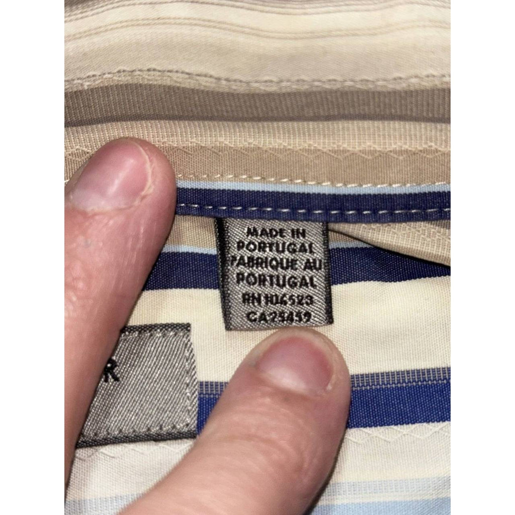 Ted Baker Men's Cream Blue Striped Shirt Size 3, photo 9 of 10