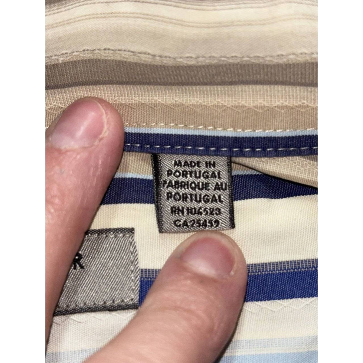 Ted Baker Men's Cream Blue Striped Shirt Size 3, photo 9 of 10