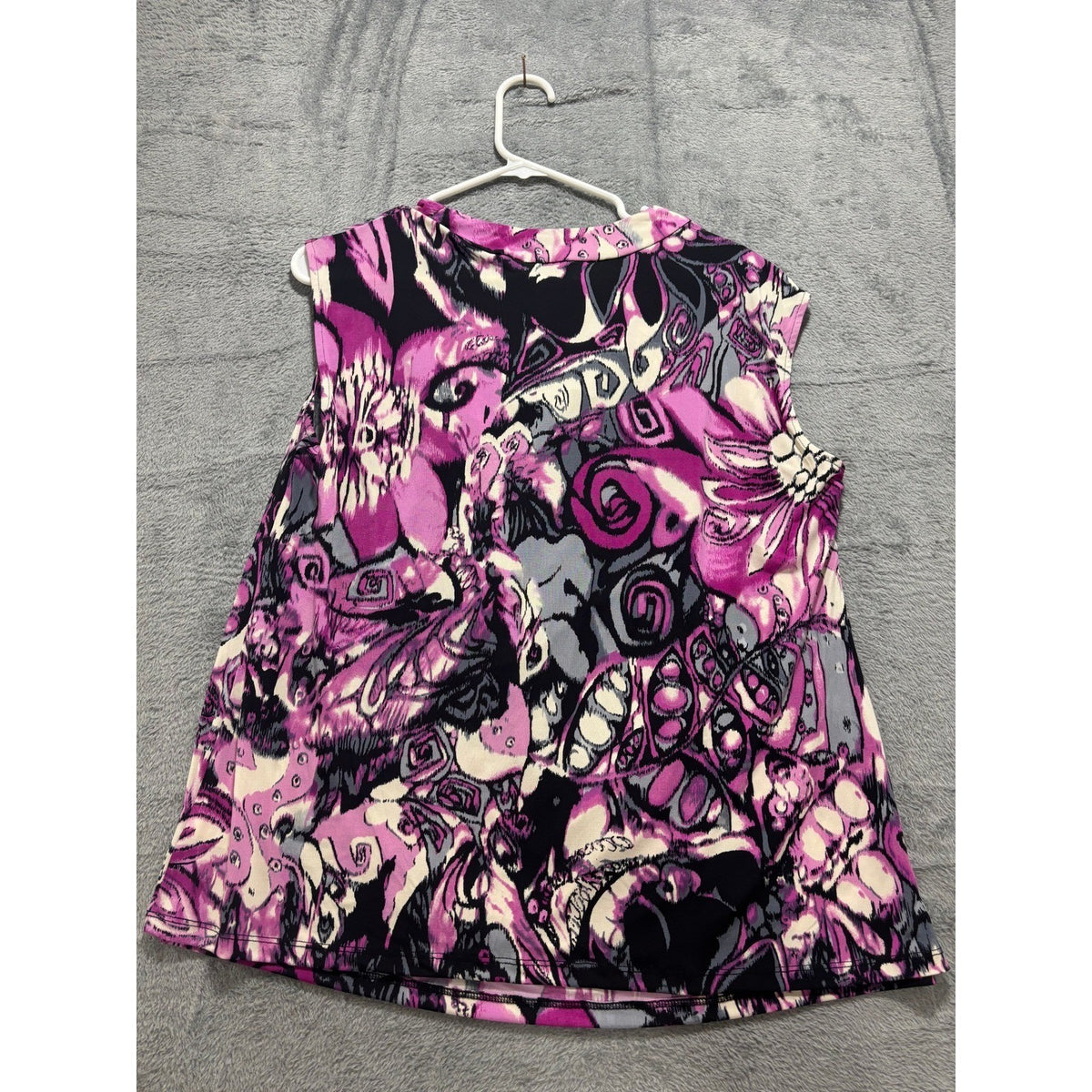 Dressbarn 1X Womens Purple Floral Cowl Neck Sleeveless Blouse Boho Casual NWT