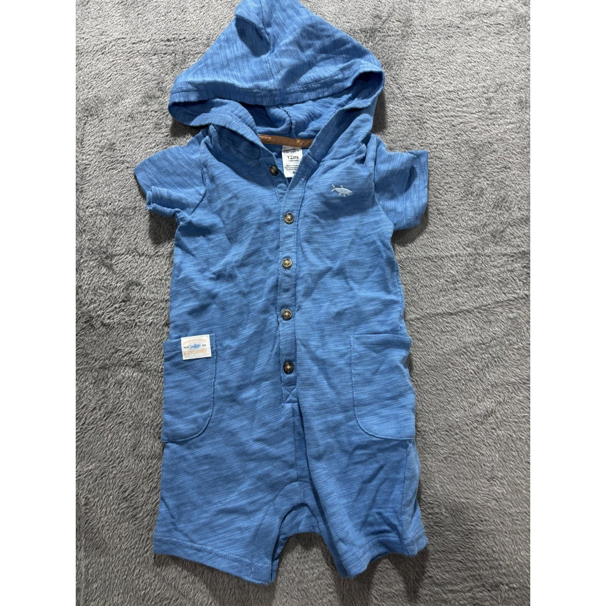 Carter's Baby 12M Blue Hooded Romper, babyGap Romper, Bodysuit and Shorts Set