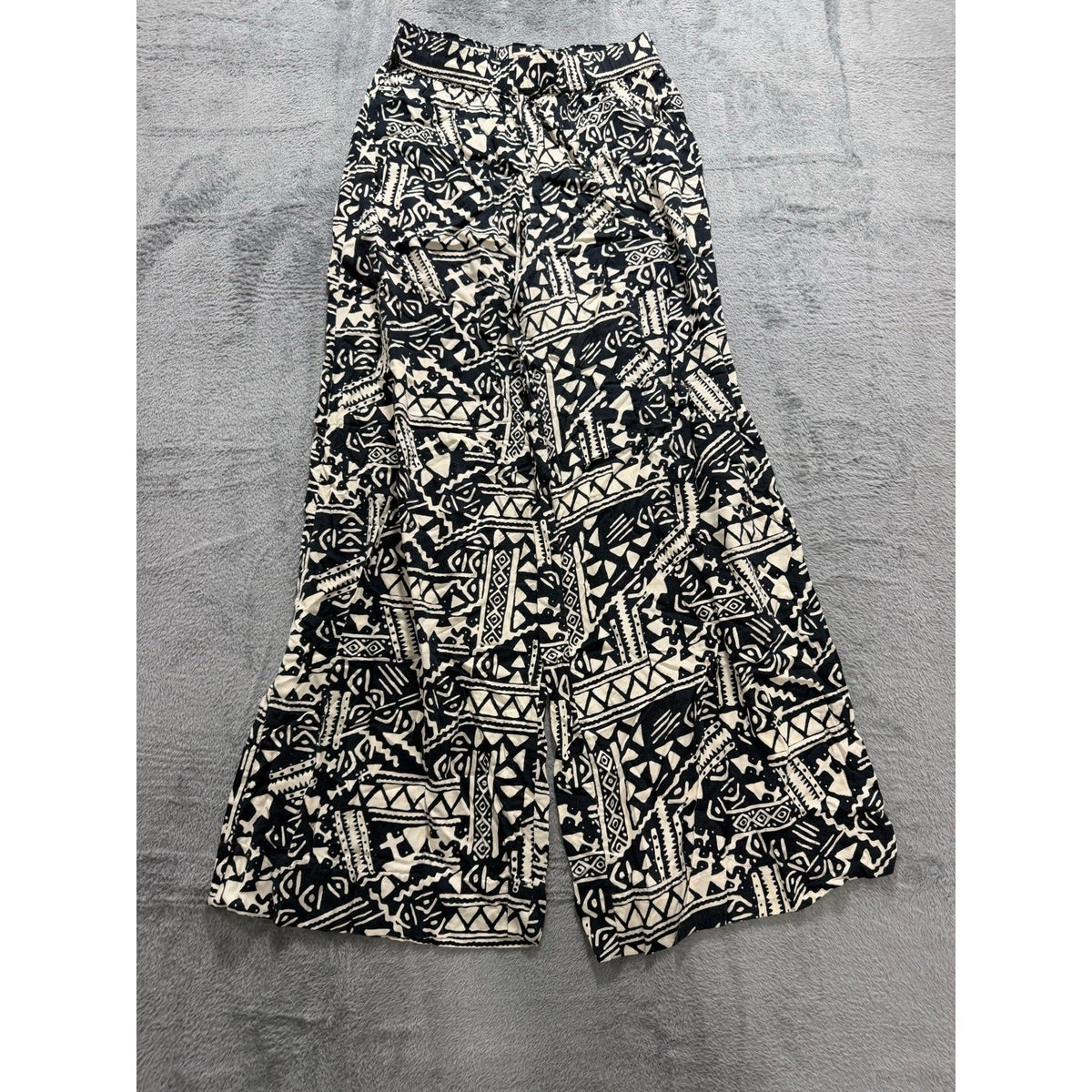 Mossimo Supply Co S/P Womens Black Cream Printed Wide Leg Pants Boho Casual