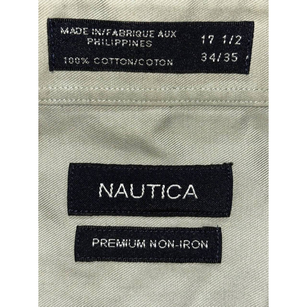 Nautica Men's Sage Green Dress Shirt 17 1/2 34/35, photo 8 of 8