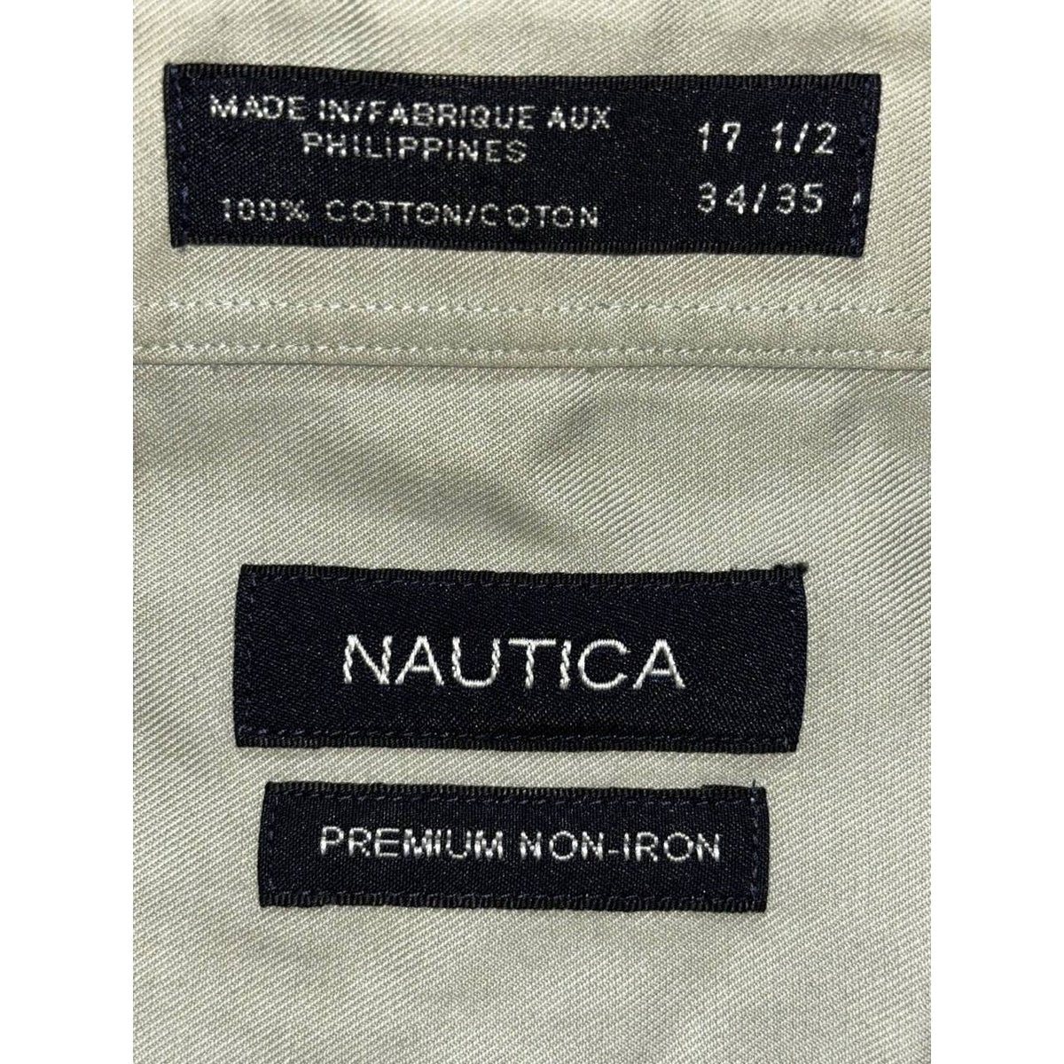 Nautica Men's Sage Green Dress Shirt 17 1/2 34/35, photo 8 of 8