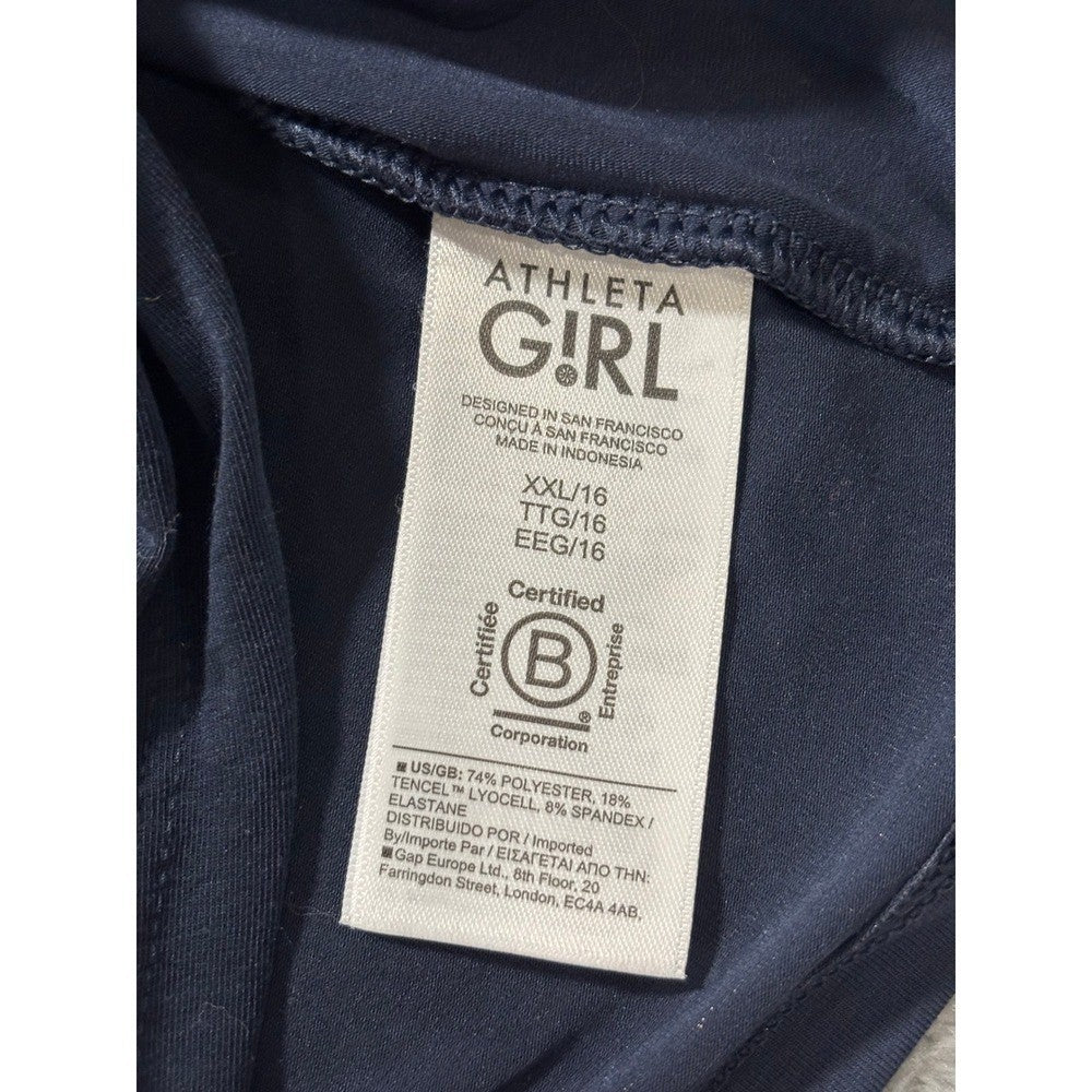 Athleta Girl XXL/16 Navy Blue Twist Around Tank Top Girls Athleisure Casual Yoga