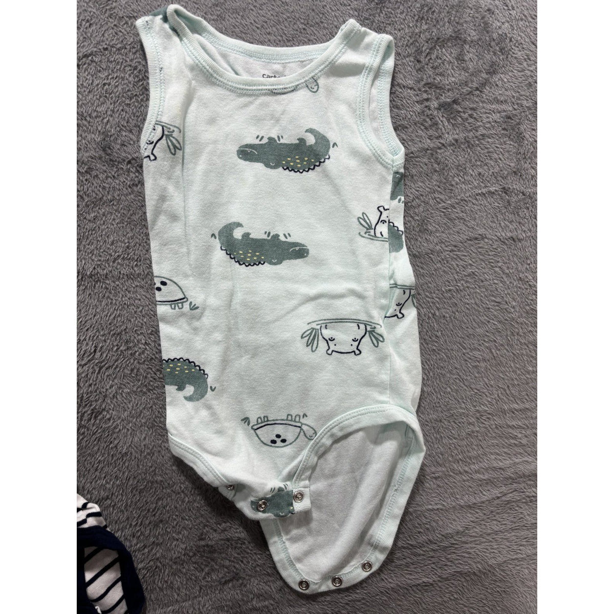 Carter's Baby 12M Whale Romper, Denim Shorts and 4 Bodysuits 6 Piece Bundle