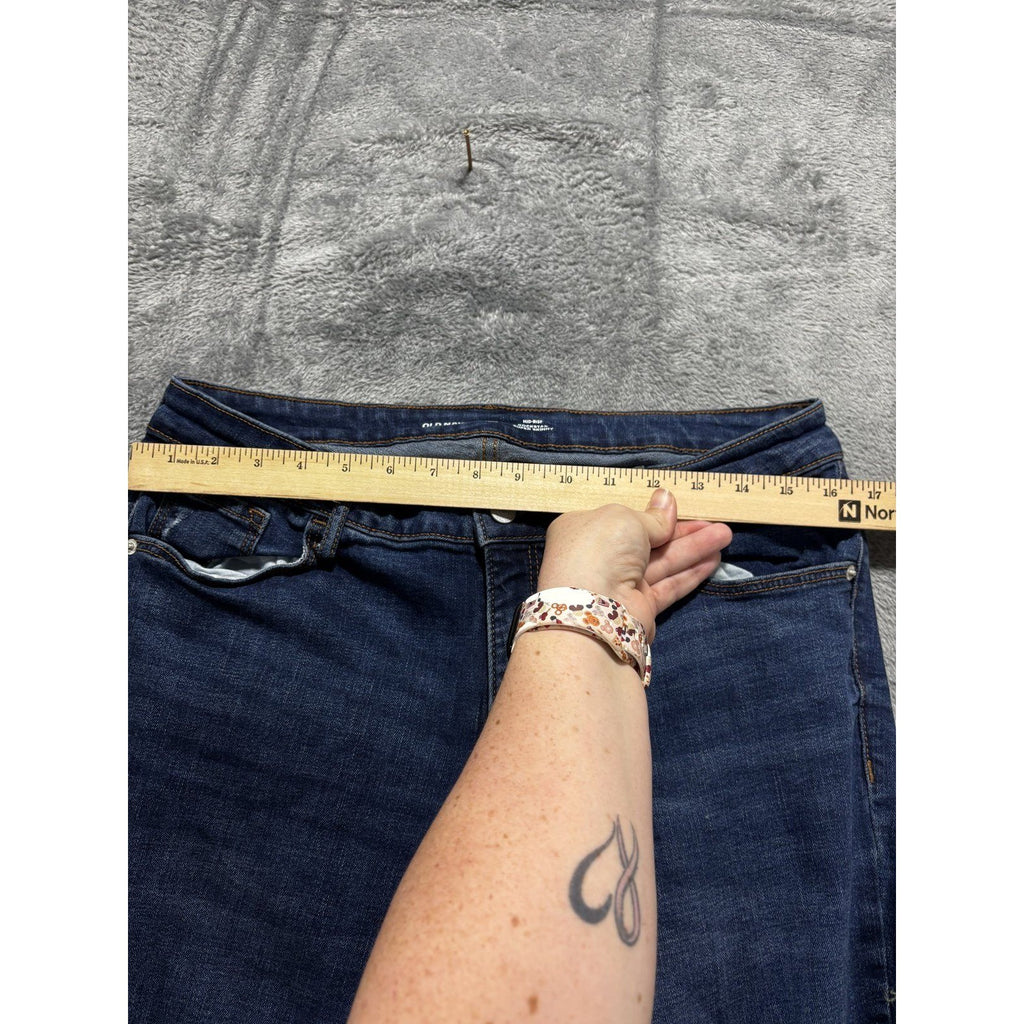 Old Navy Rockstar Womens 14 Long Dark Wash Super Skinny Jeans Distressed