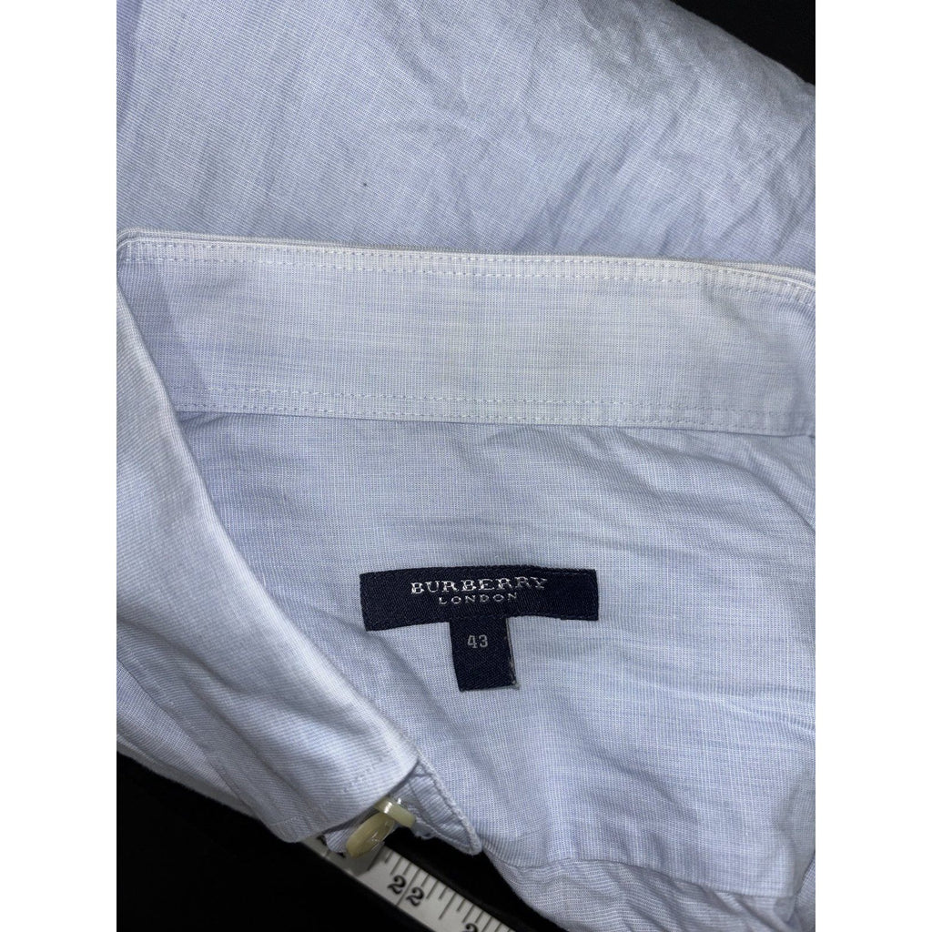 Burberry London Mens 43 Light Blue Long Sleeve Button Up Dress Shirt Classic