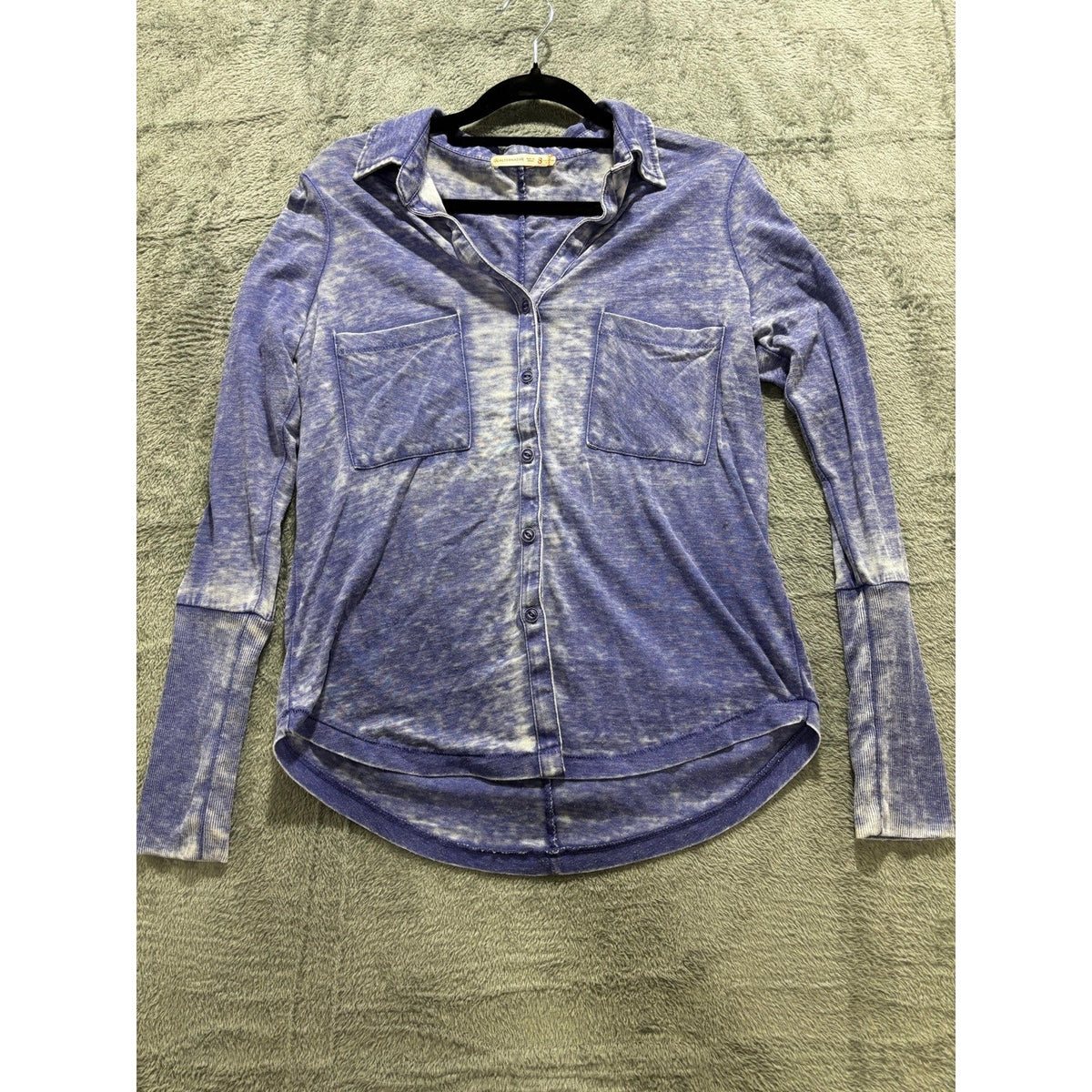 Alternative Womens S Purple Burnout Long Sleeve Button Front Shirt Top