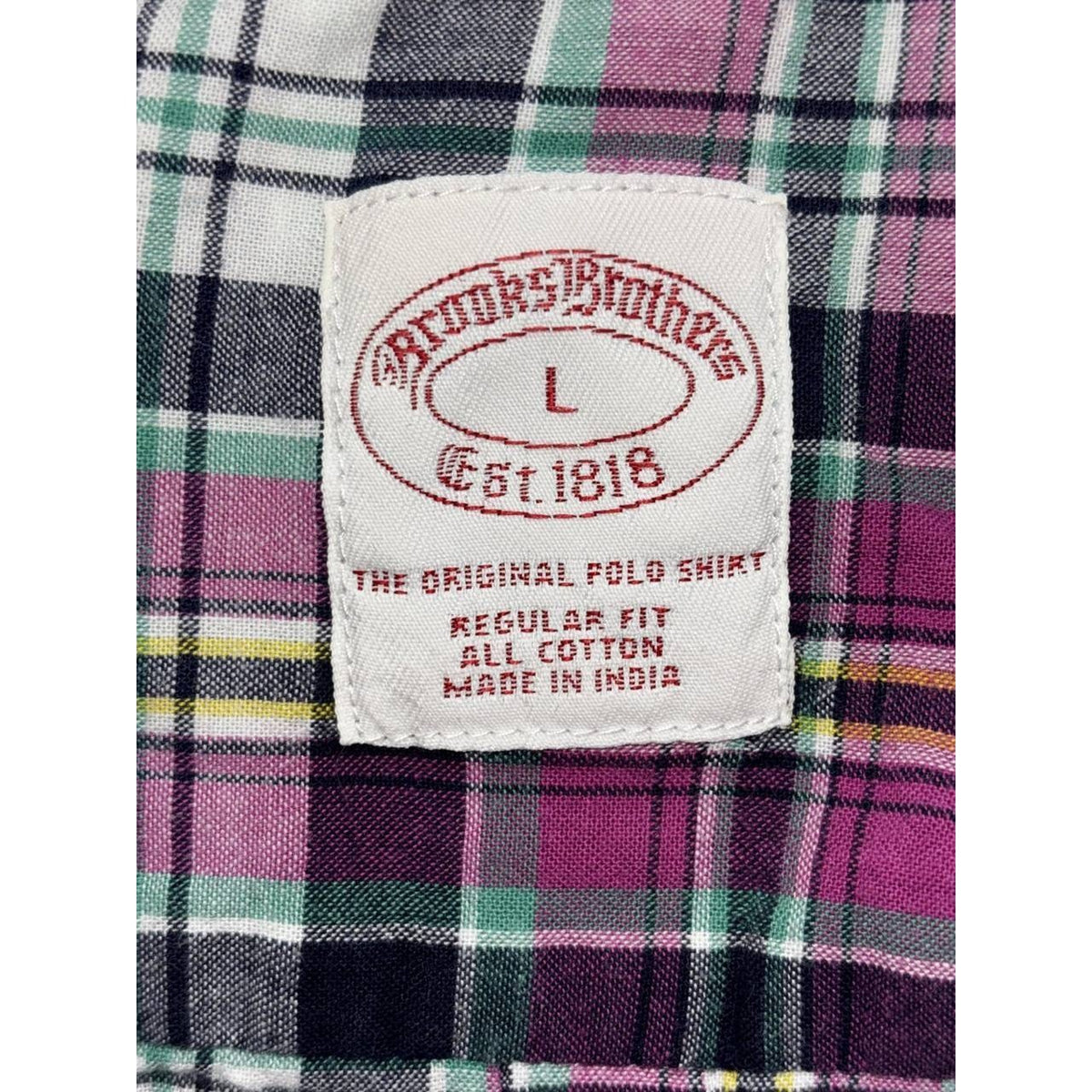 Brooks Brothers Men's Pink Navy Plaid Shirt Size L, photo 8 of 9