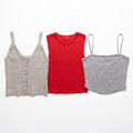 Zara Womens S Bundle 3pc Ribbed Tank Crop Top Gray Red