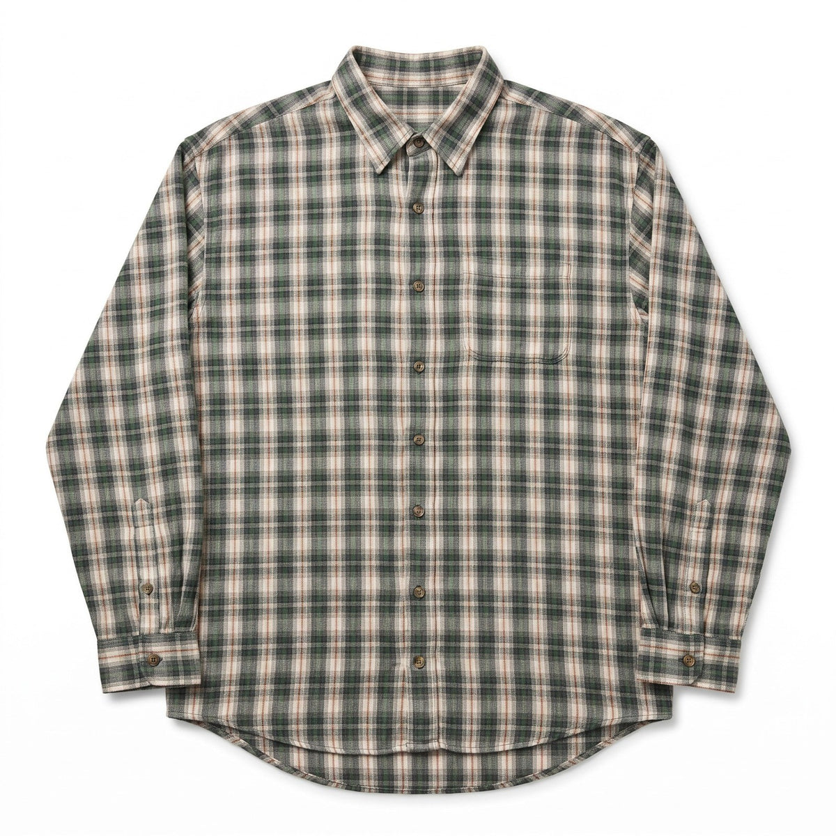 Arrow XLT Green Plaid Flannel Shirt Somerset Twill Long Sleeve Mens